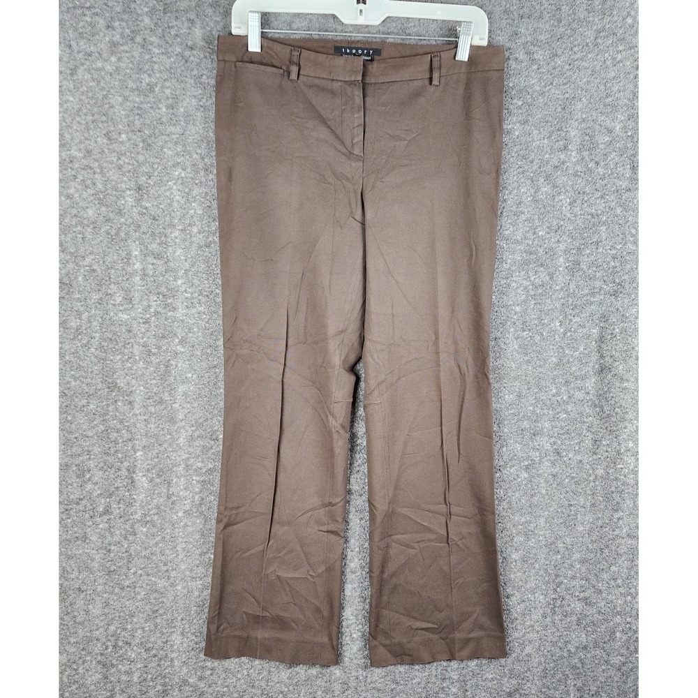 Theory Dress Pants Women 8 Brown Bergdorf Goodman Mid Rise Flare Professional